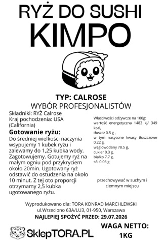 KIMPO RYŻ DO SUSHI CALROSE 1KG CALROSE