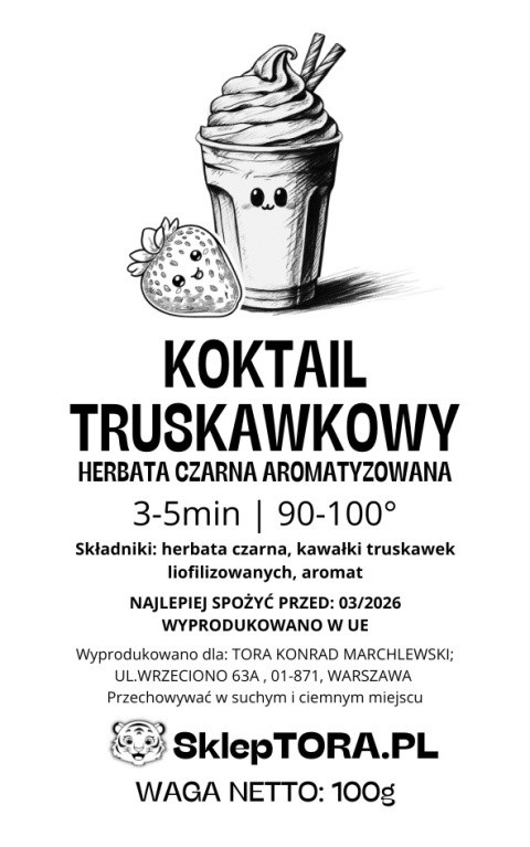 Herbata Czarna Koktail Truskawkowy 100g