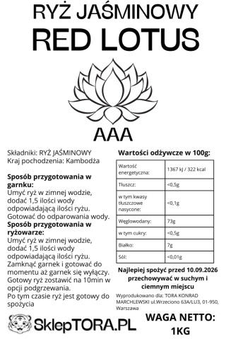 Ryż jaśminowy RED LOTUS 1kg